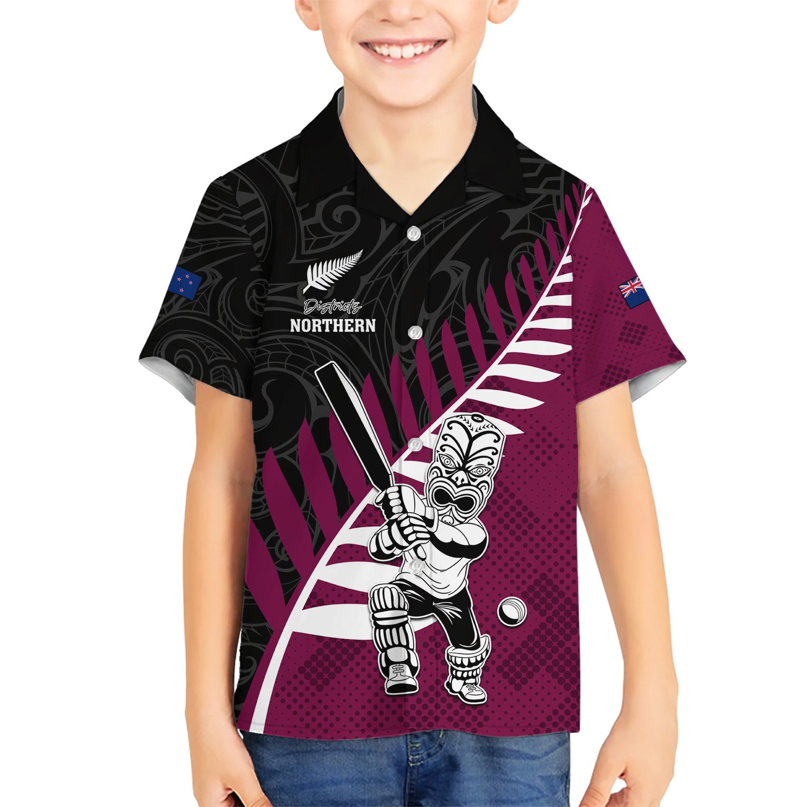 Custom New Zealand Northern Districts Cricket Hawaiian Shirt With Maori Pattern LT05 - Vibe Hoodie Shop