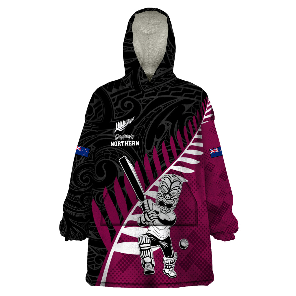 Custom New Zealand Northern Districts Cricket Wearable Blanket Hoodie With Maori Pattern LT05 - Vibe Hoodie Shop