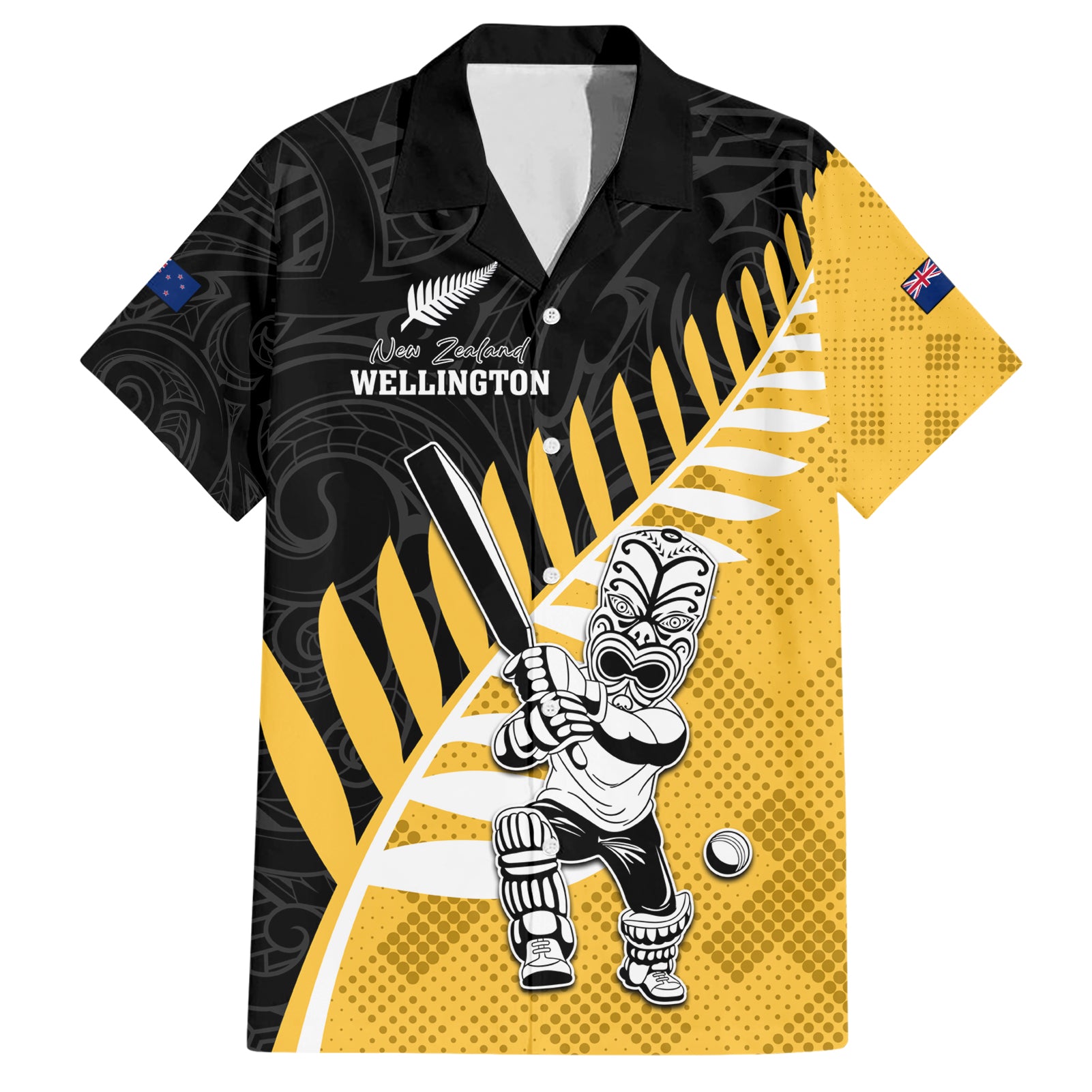 Custom New Zealand Wellington Cricket Hawaiian Shirt With Maori Pattern LT05 - Vibe Hoodie Shop