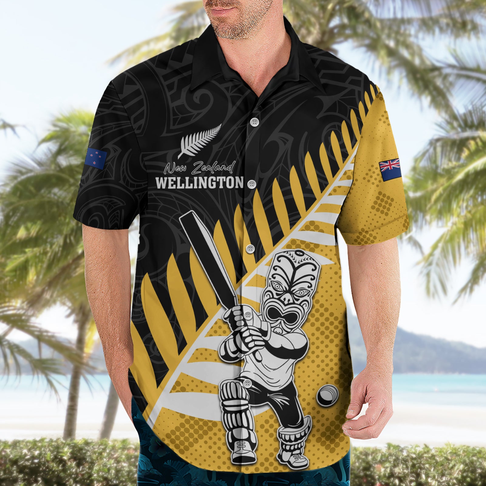 Custom New Zealand Wellington Cricket Hawaiian Shirt With Maori Pattern LT05 - Vibe Hoodie Shop