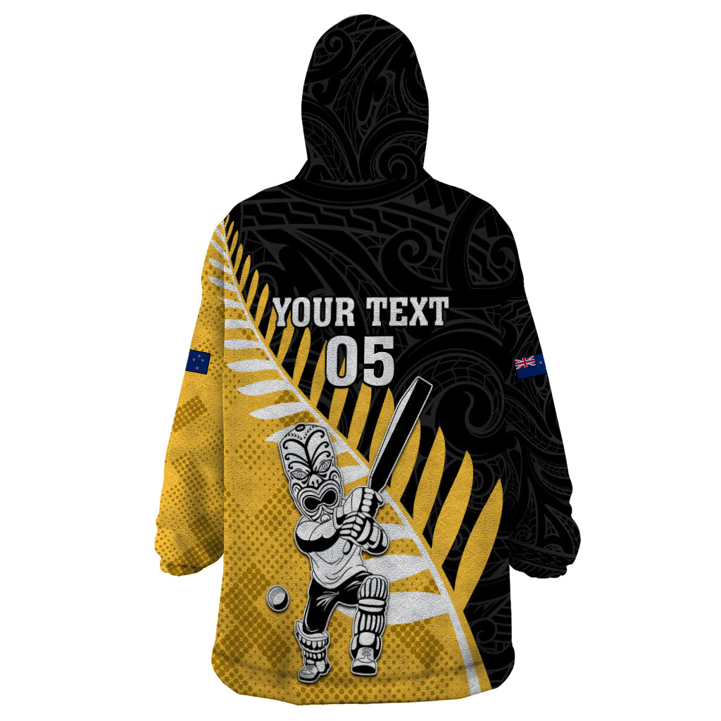 Custom New Zealand Wellington Cricket Wearable Blanket Hoodie With Maori Pattern LT05 - Vibe Hoodie Shop