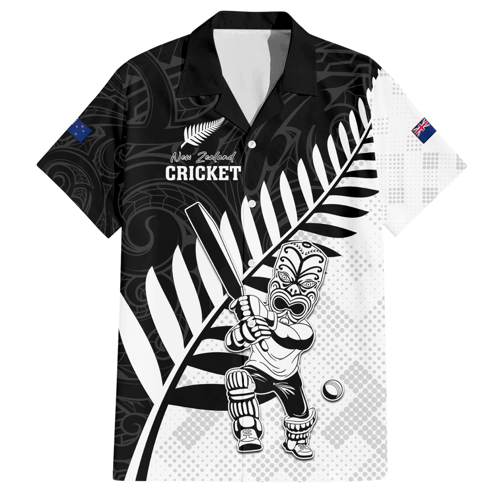 Custom New Zealand Cricket Hawaiian Shirt With Maori Pattern LT05 - Vibe Hoodie Shop