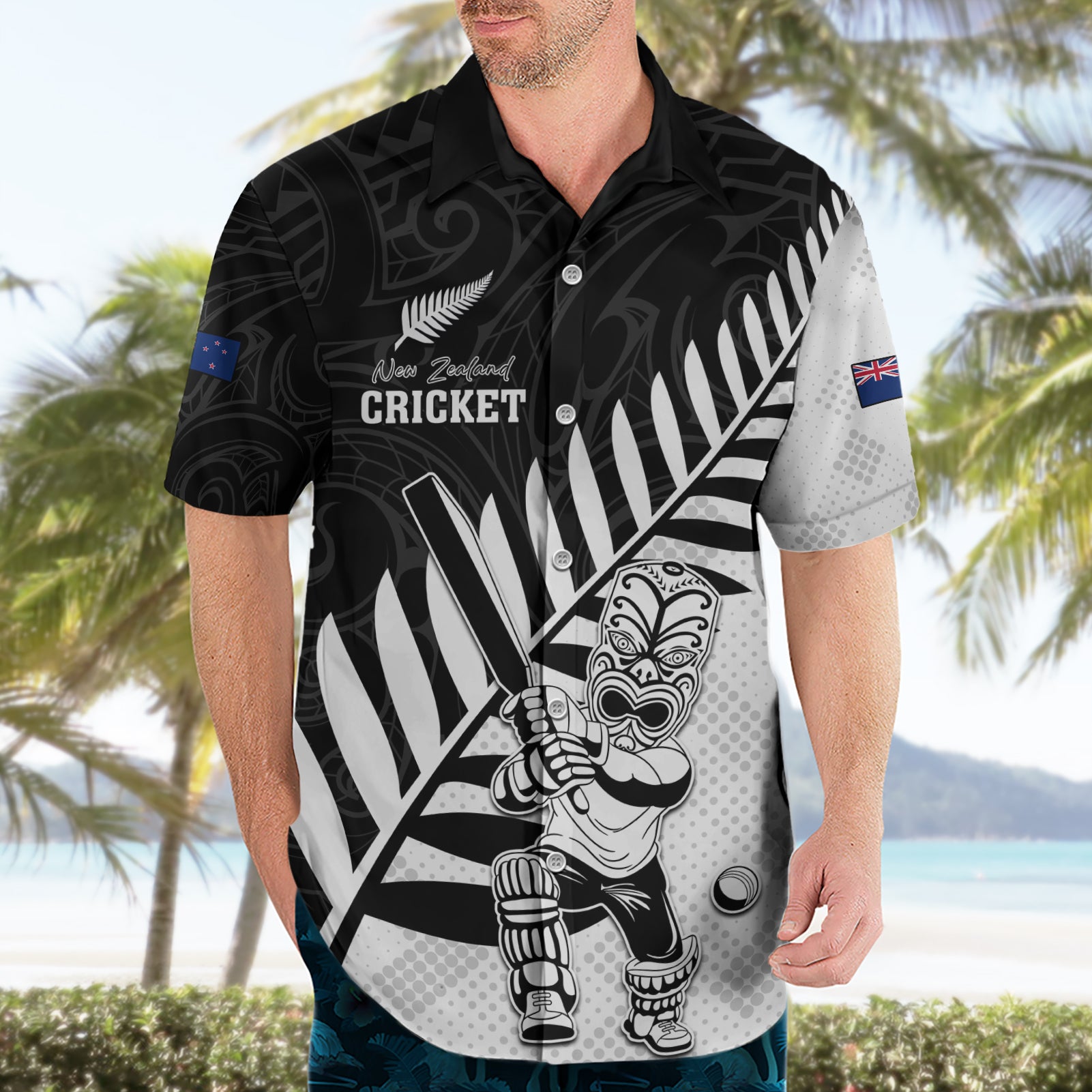 Custom New Zealand Cricket Hawaiian Shirt With Maori Pattern LT05 - Vibe Hoodie Shop