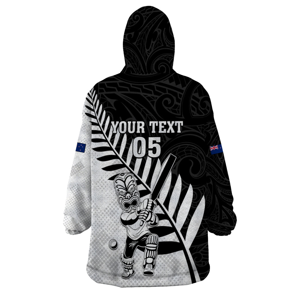 Custom New Zealand Cricket Wearable Blanket Hoodie With Maori Pattern LT05 - Vibe Hoodie Shop