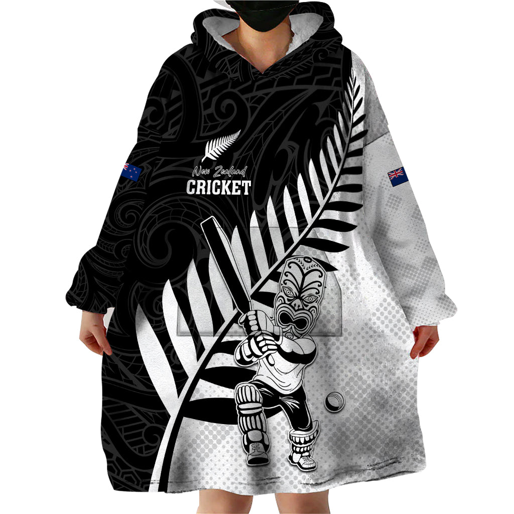 Custom New Zealand Cricket Wearable Blanket Hoodie With Maori Pattern LT05 - Vibe Hoodie Shop