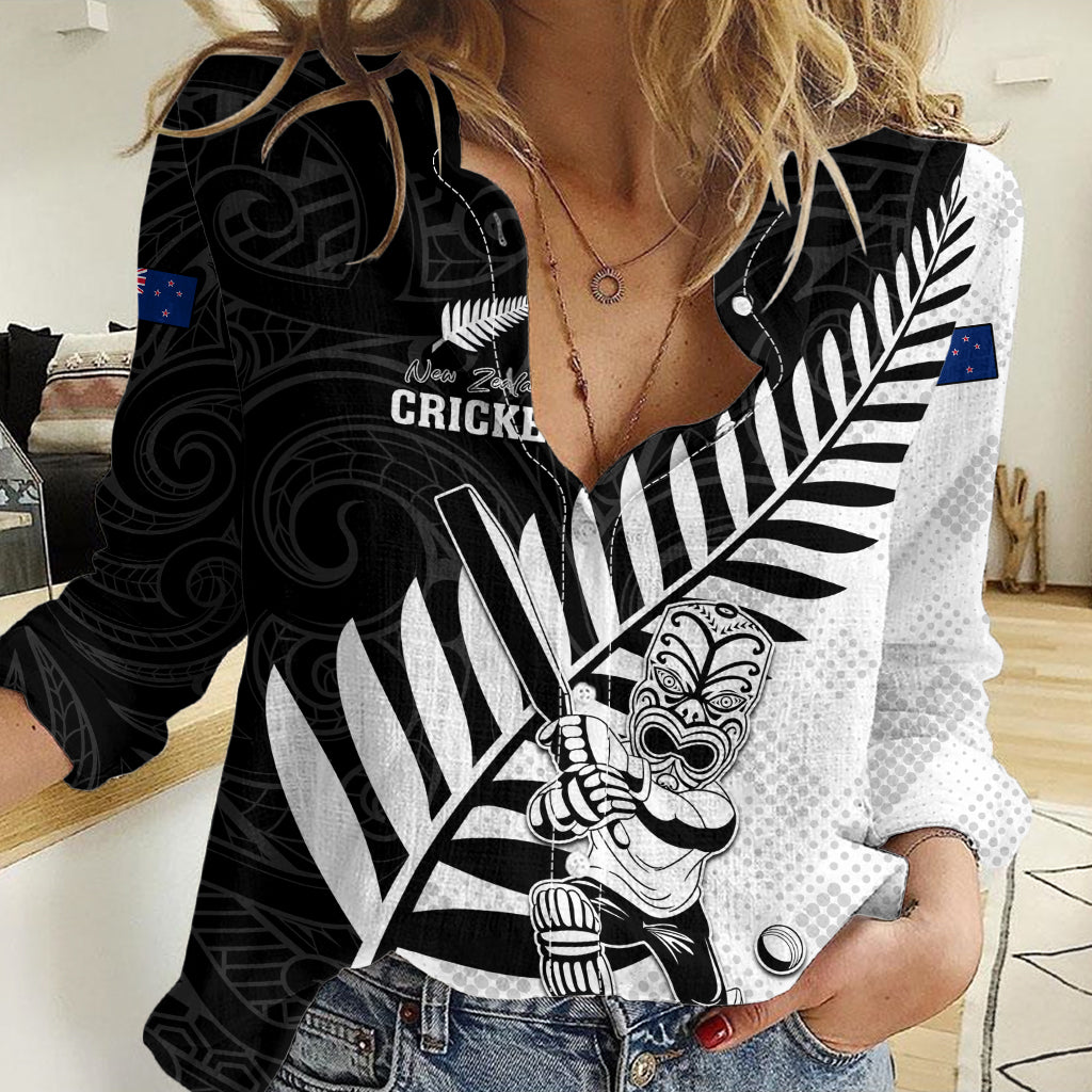Custom New Zealand Cricket Women Casual Shirt With Maori Pattern LT05 - Vibe Hoodie Shop