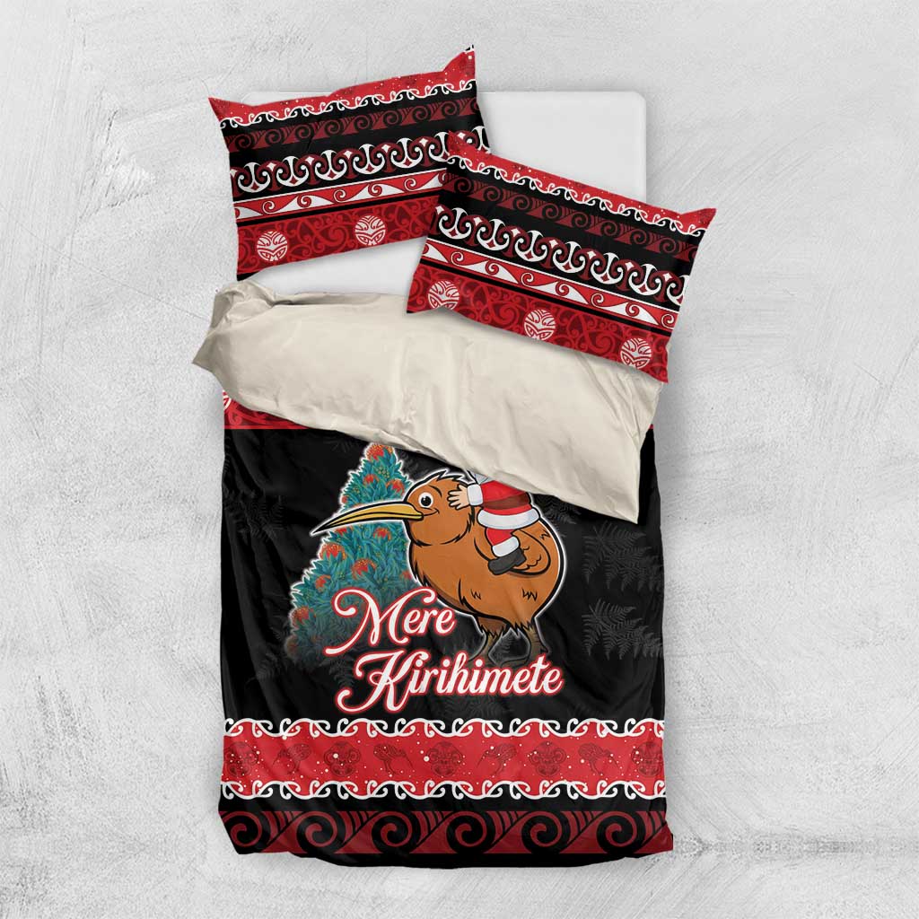 New Zealand Christmas Bedding Set Funny Santa Riding Kiwi Meri Kirihimete LT05 - Vibe Hoodie Shop
