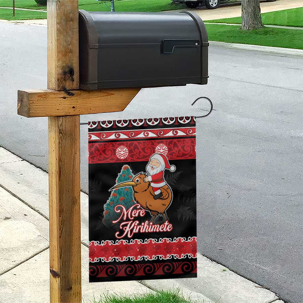 New Zealand Christmas Garden Flag Funny Santa Riding Kiwi Meri Kirihimete LT05 - Vibe Hoodie Shop