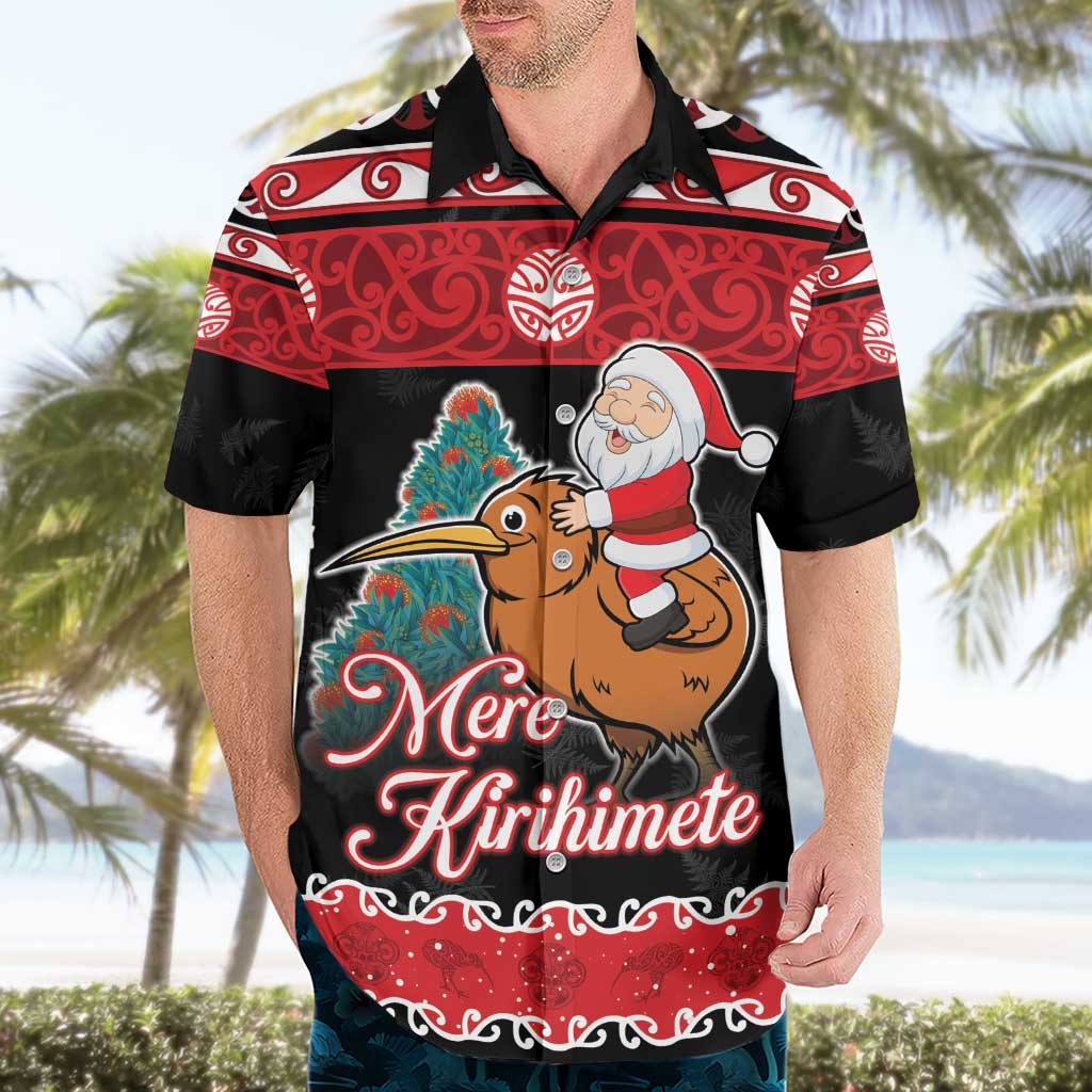 New Zealand Christmas Hawaiian Shirt Funny Santa Riding Kiwi Meri Kirihimete LT05 - Vibe Hoodie Shop