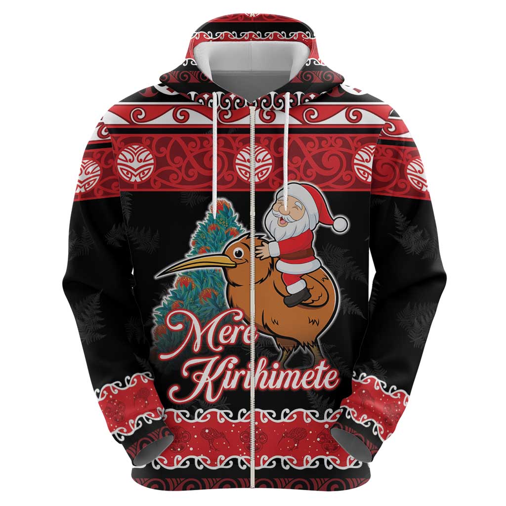 New Zealand Christmas Hoodie Funny Santa Riding Kiwi Meri Kirihimete LT05 - Vibe Hoodie Shop