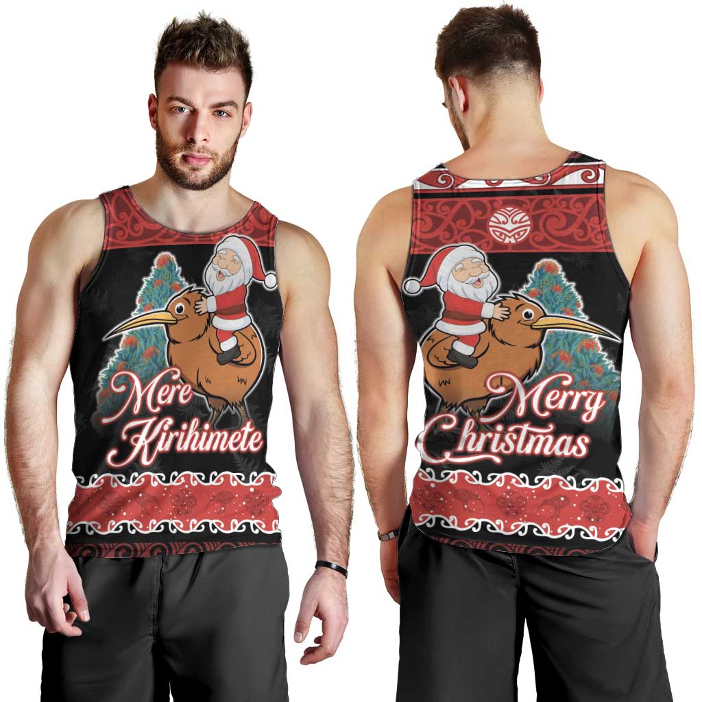 New Zealand Christmas Men Tank Top Funny Santa Riding Kiwi Meri Kirihimete LT05 - Vibe Hoodie Shop