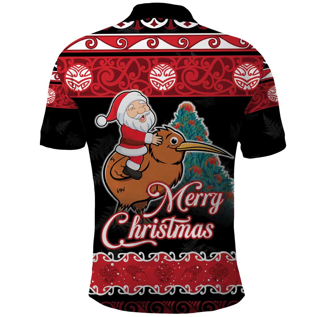 New Zealand Christmas Polo Shirt Funny Santa Riding Kiwi Meri Kirihimete LT05 - Vibe Hoodie Shop