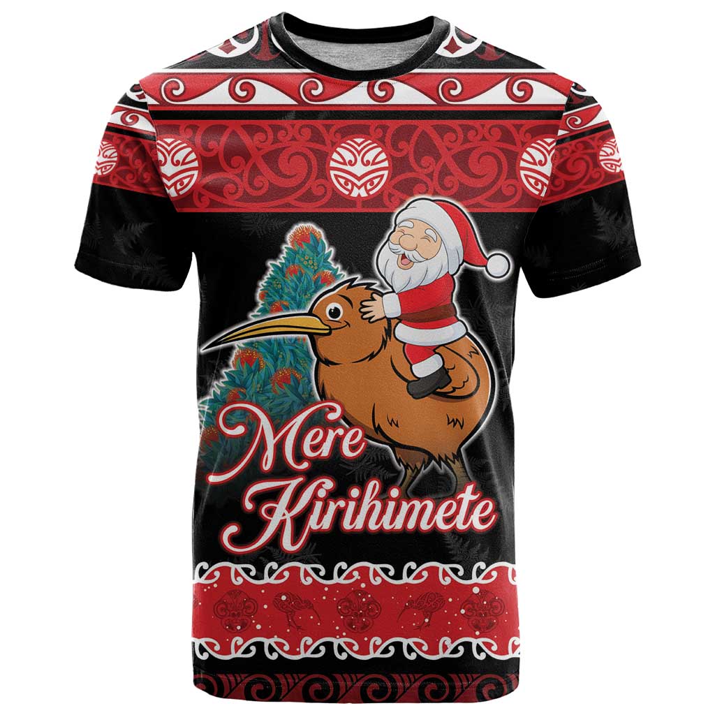 New Zealand Christmas T Shirt Funny Santa Riding Kiwi Meri Kirihimete LT05 - Vibe Hoodie Shop