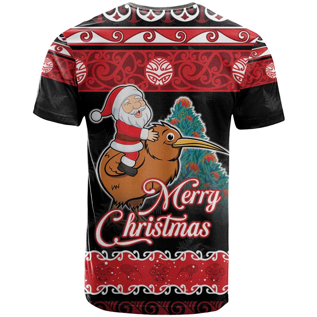 New Zealand Christmas T Shirt Funny Santa Riding Kiwi Meri Kirihimete LT05 - Vibe Hoodie Shop