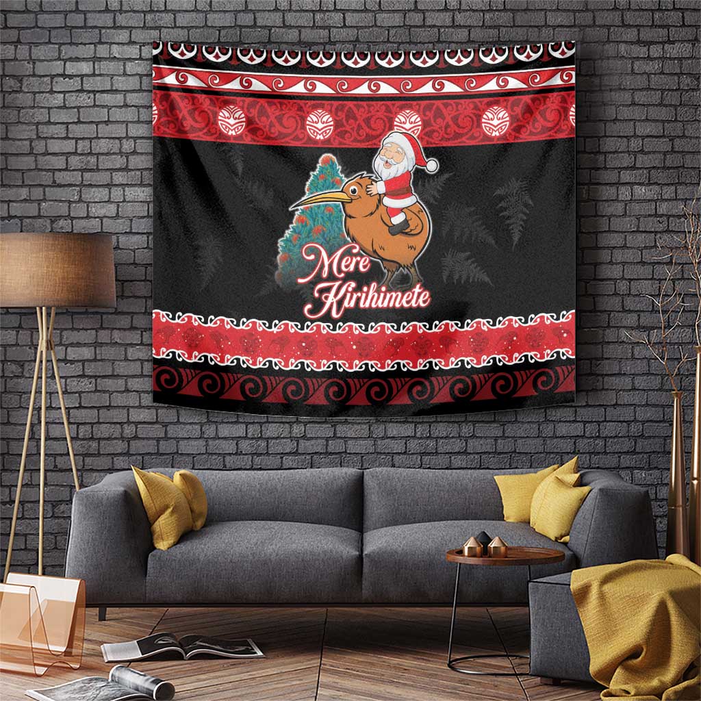 New Zealand Christmas Tapestry Funny Santa Riding Kiwi Meri Kirihimete LT05 - Vibe Hoodie Shop