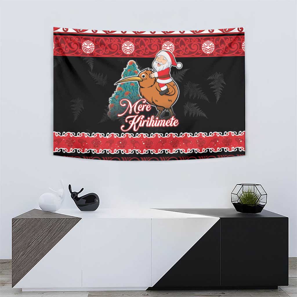 New Zealand Christmas Tapestry Funny Santa Riding Kiwi Meri Kirihimete LT05 - Vibe Hoodie Shop