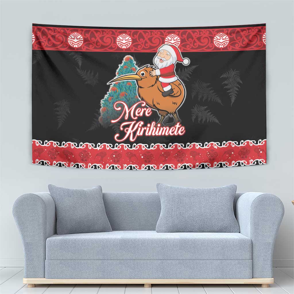 New Zealand Christmas Tapestry Funny Santa Riding Kiwi Meri Kirihimete LT05 - Vibe Hoodie Shop