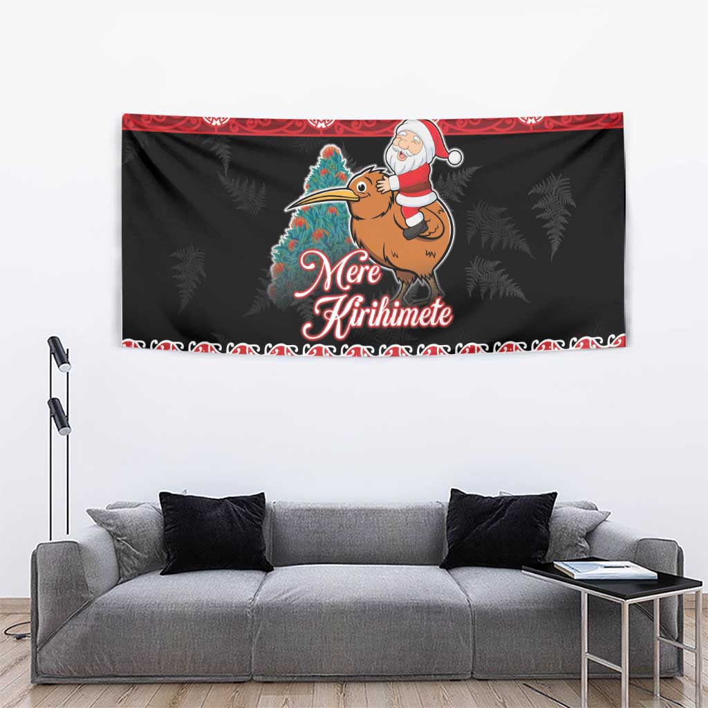 New Zealand Christmas Tapestry Funny Santa Riding Kiwi Meri Kirihimete LT05 - Vibe Hoodie Shop