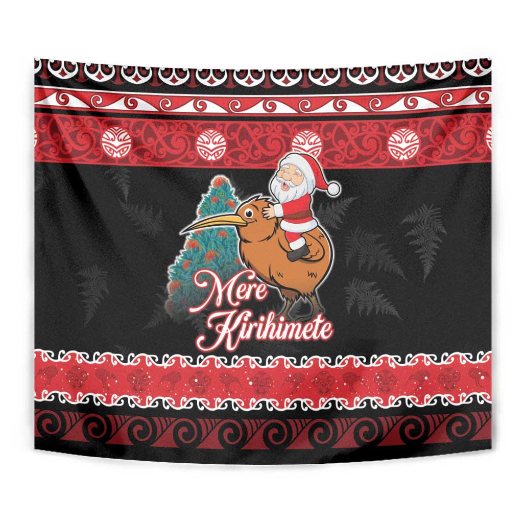 New Zealand Christmas Tapestry Funny Santa Riding Kiwi Meri Kirihimete LT05 - Vibe Hoodie Shop