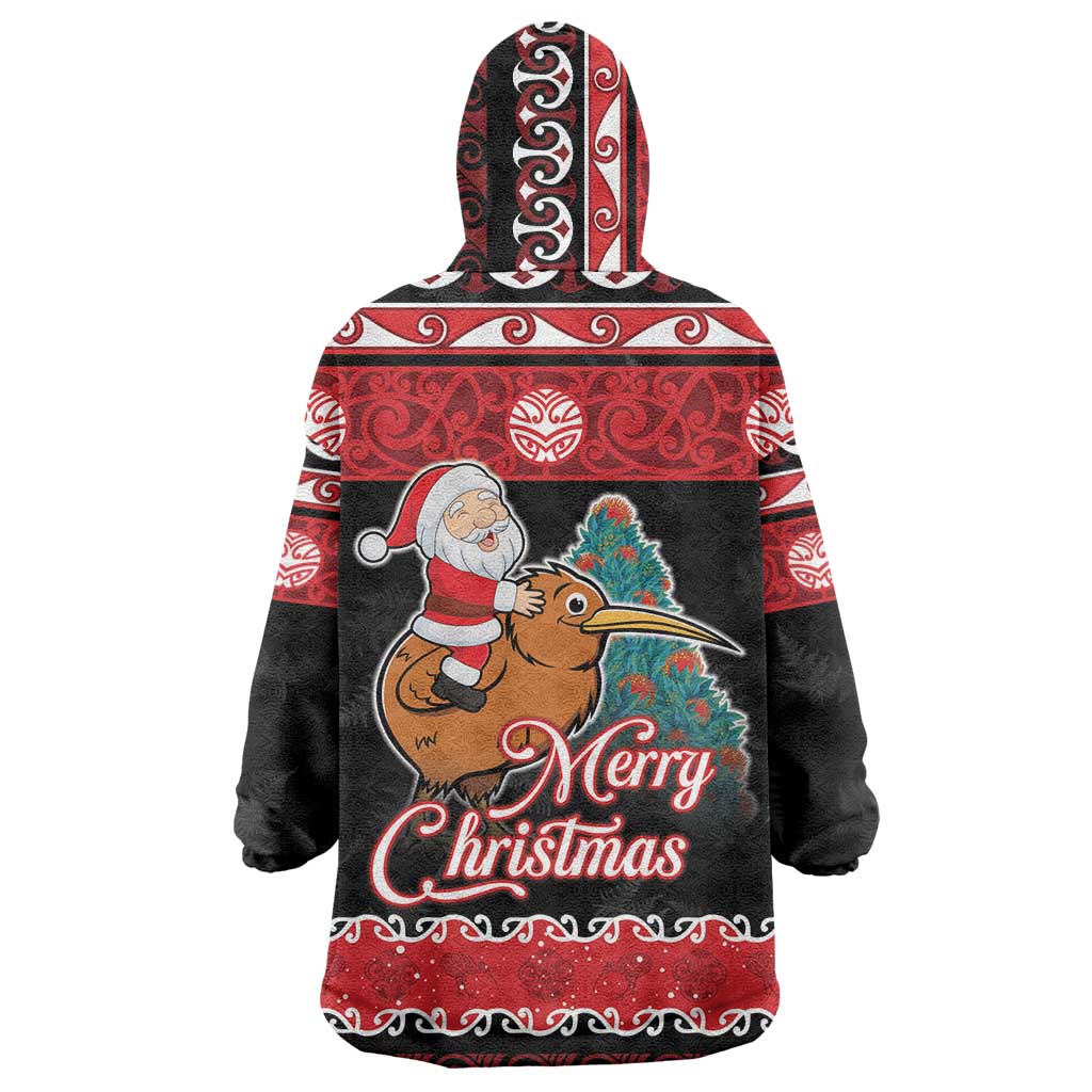 New Zealand Christmas Wearable Blanket Hoodie Funny Santa Riding Kiwi Meri Kirihimete LT05 - Vibe Hoodie Shop