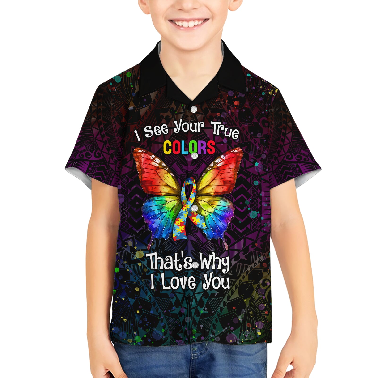 I See Your True Colors Personalised Hawaiian Shirt Autism Awareness LT05 - Vibe Hoodie Shop