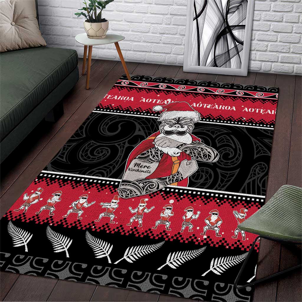 New Zealand Santa Tiki Christmas Area Rug Meri Kirihimete LT05 - Vibe Hoodie Shop