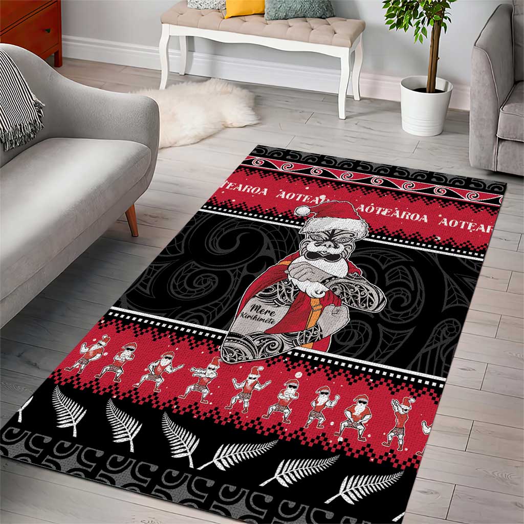 New Zealand Santa Tiki Christmas Area Rug Meri Kirihimete LT05 - Vibe Hoodie Shop