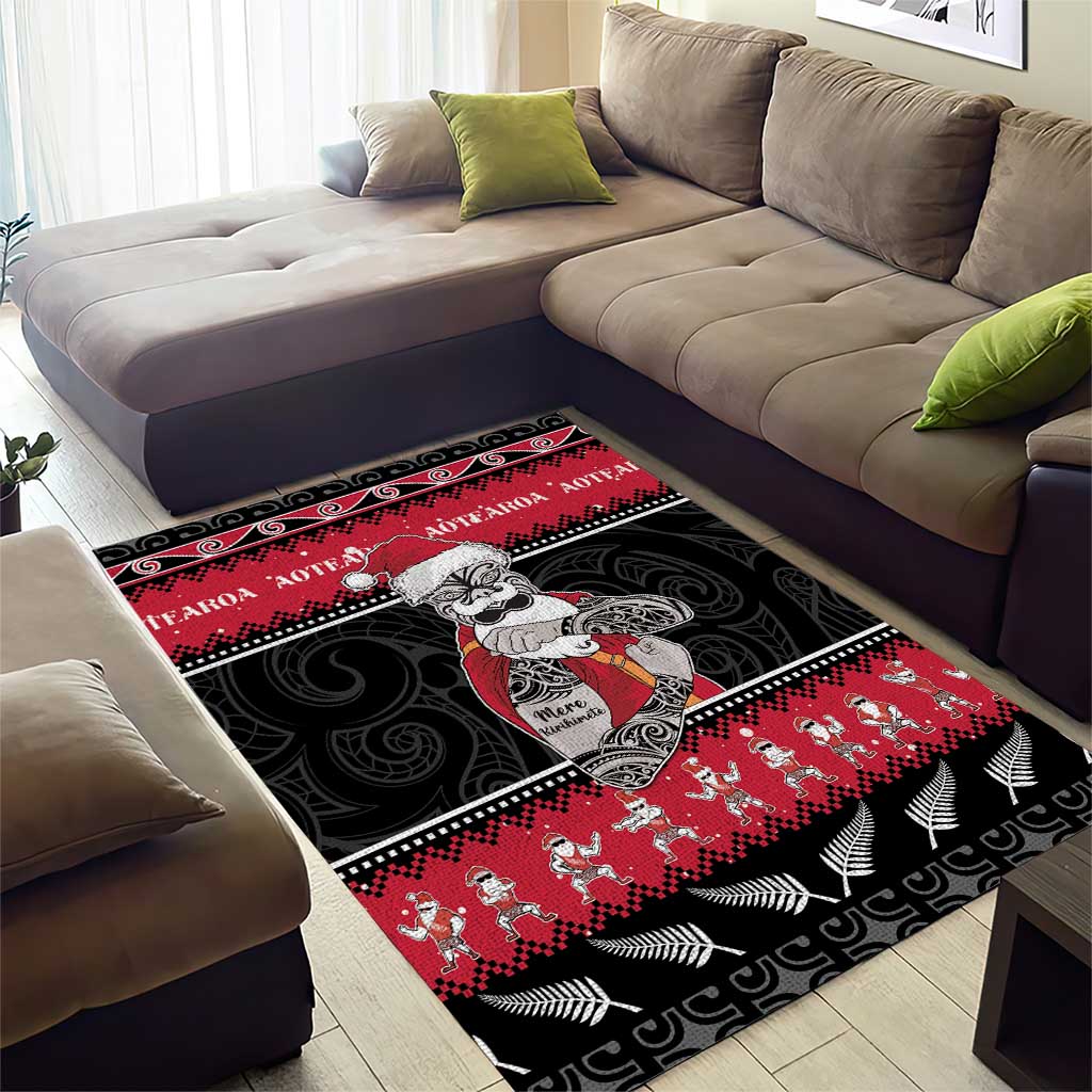 New Zealand Santa Tiki Christmas Area Rug Meri Kirihimete LT05 - Vibe Hoodie Shop