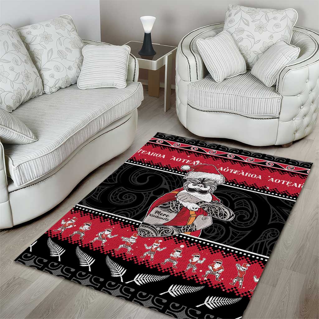 New Zealand Santa Tiki Christmas Area Rug Meri Kirihimete LT05 - Vibe Hoodie Shop