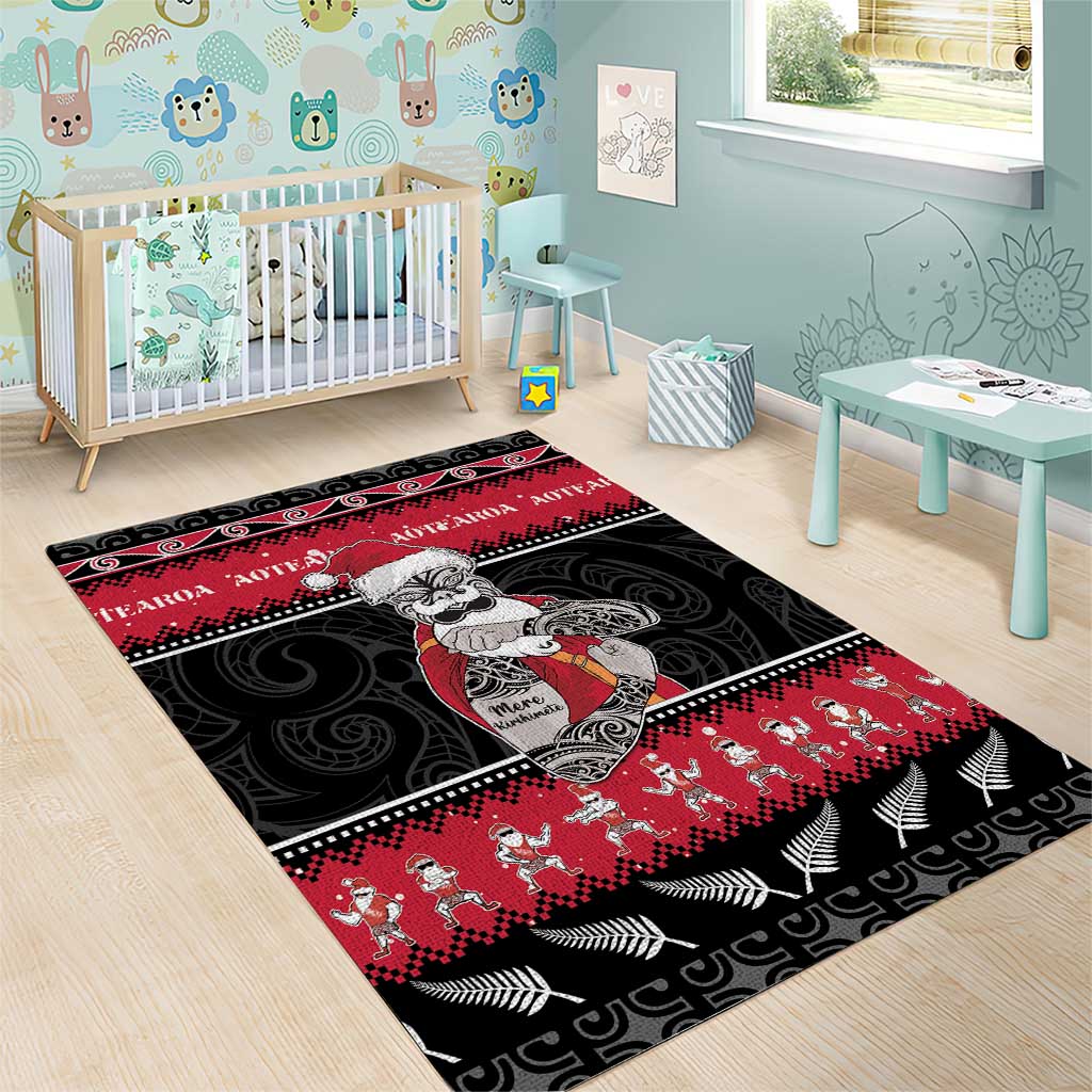 New Zealand Santa Tiki Christmas Area Rug Meri Kirihimete LT05 - Vibe Hoodie Shop