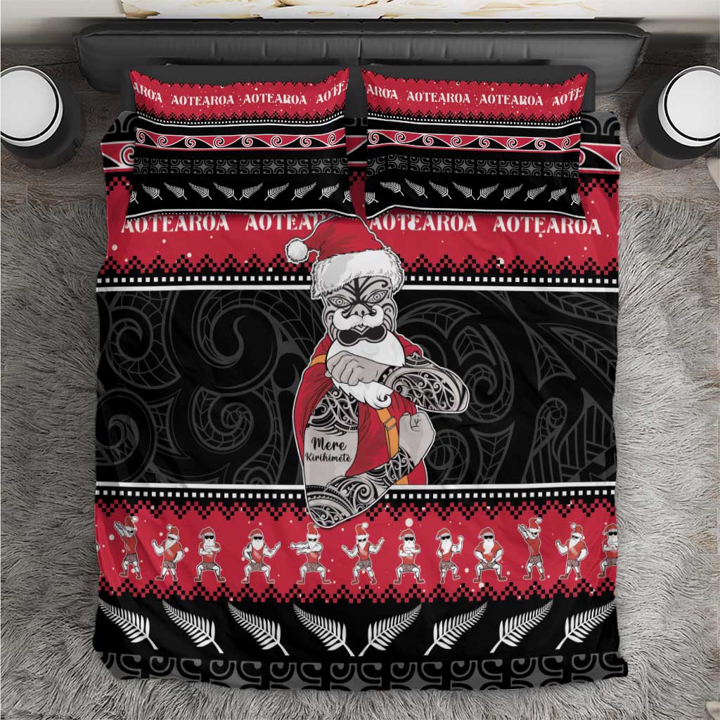 New Zealand Santa Tiki Christmas Bedding Set Meri Kirihimete LT05 - Vibe Hoodie Shop