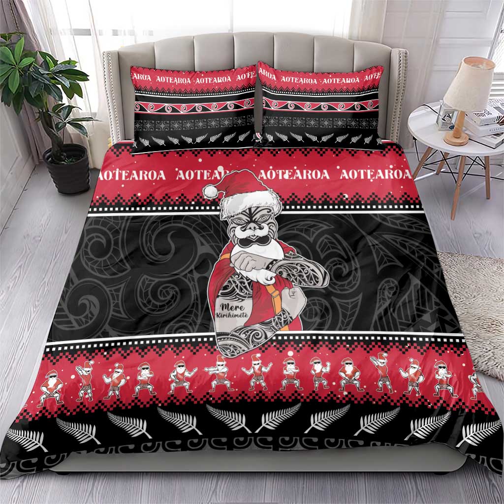 New Zealand Santa Tiki Christmas Bedding Set Meri Kirihimete LT05 - Vibe Hoodie Shop