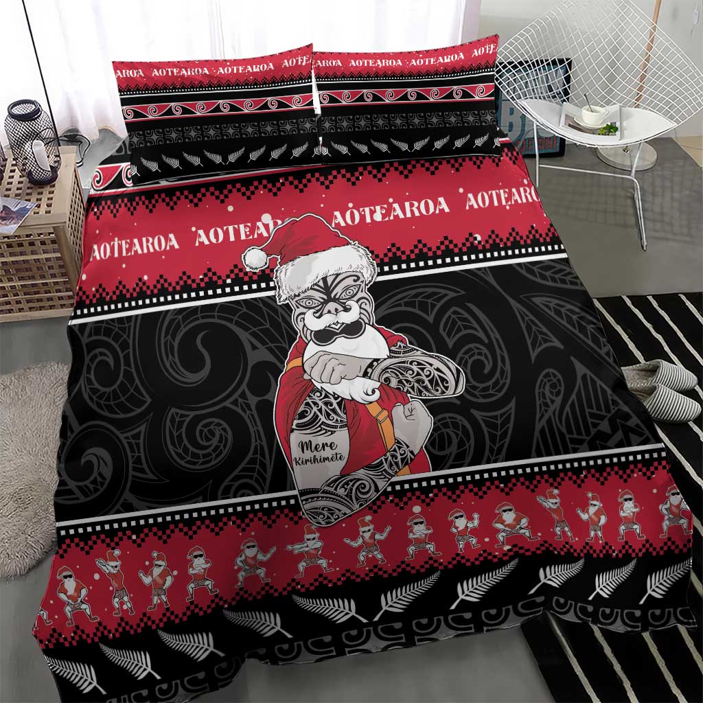 New Zealand Santa Tiki Christmas Bedding Set Meri Kirihimete LT05 - Vibe Hoodie Shop
