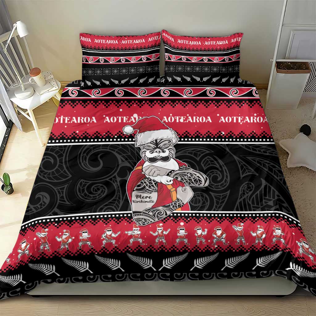 New Zealand Santa Tiki Christmas Bedding Set Meri Kirihimete LT05 - Vibe Hoodie Shop