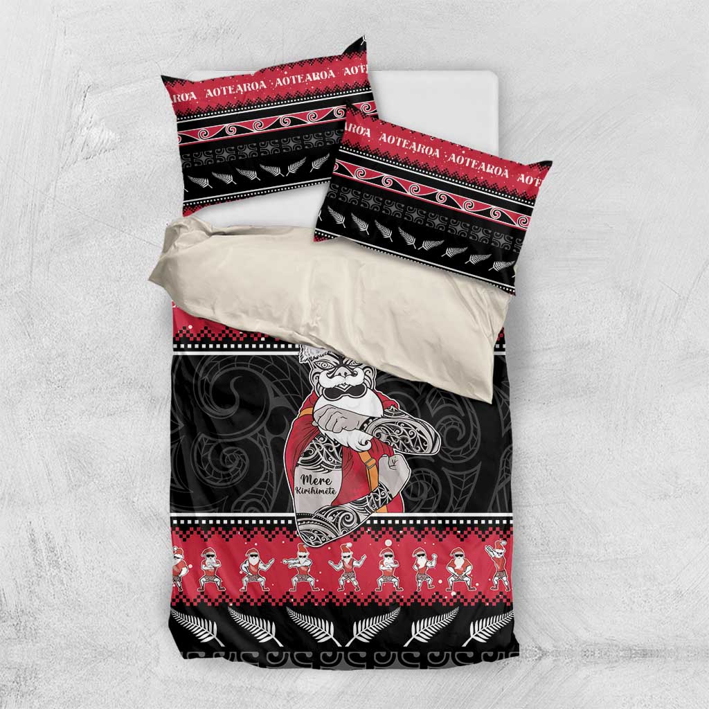 New Zealand Santa Tiki Christmas Bedding Set Meri Kirihimete LT05 - Vibe Hoodie Shop