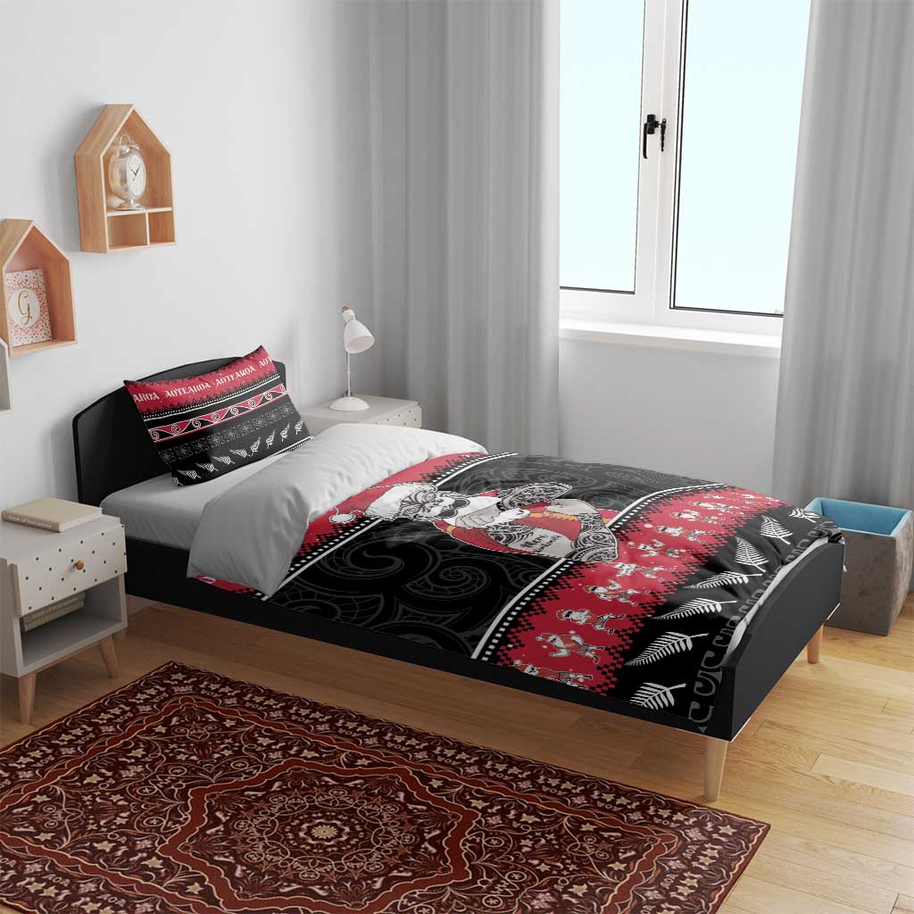 New Zealand Santa Tiki Christmas Bedding Set Meri Kirihimete LT05 - Vibe Hoodie Shop