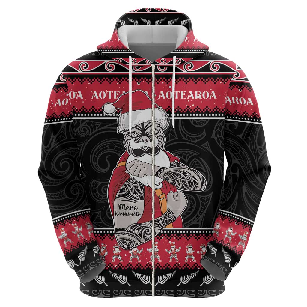 New Zealand Santa Tiki Christmas Hoodie Meri Kirihimete LT05 - Vibe Hoodie Shop