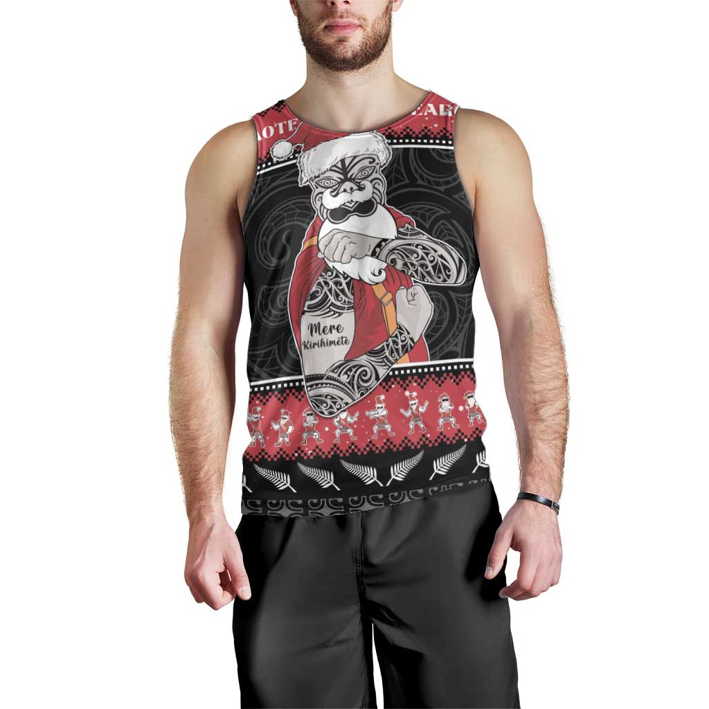 New Zealand Santa Tiki Christmas Men Tank Top Meri Kirihimete LT05 - Vibe Hoodie Shop