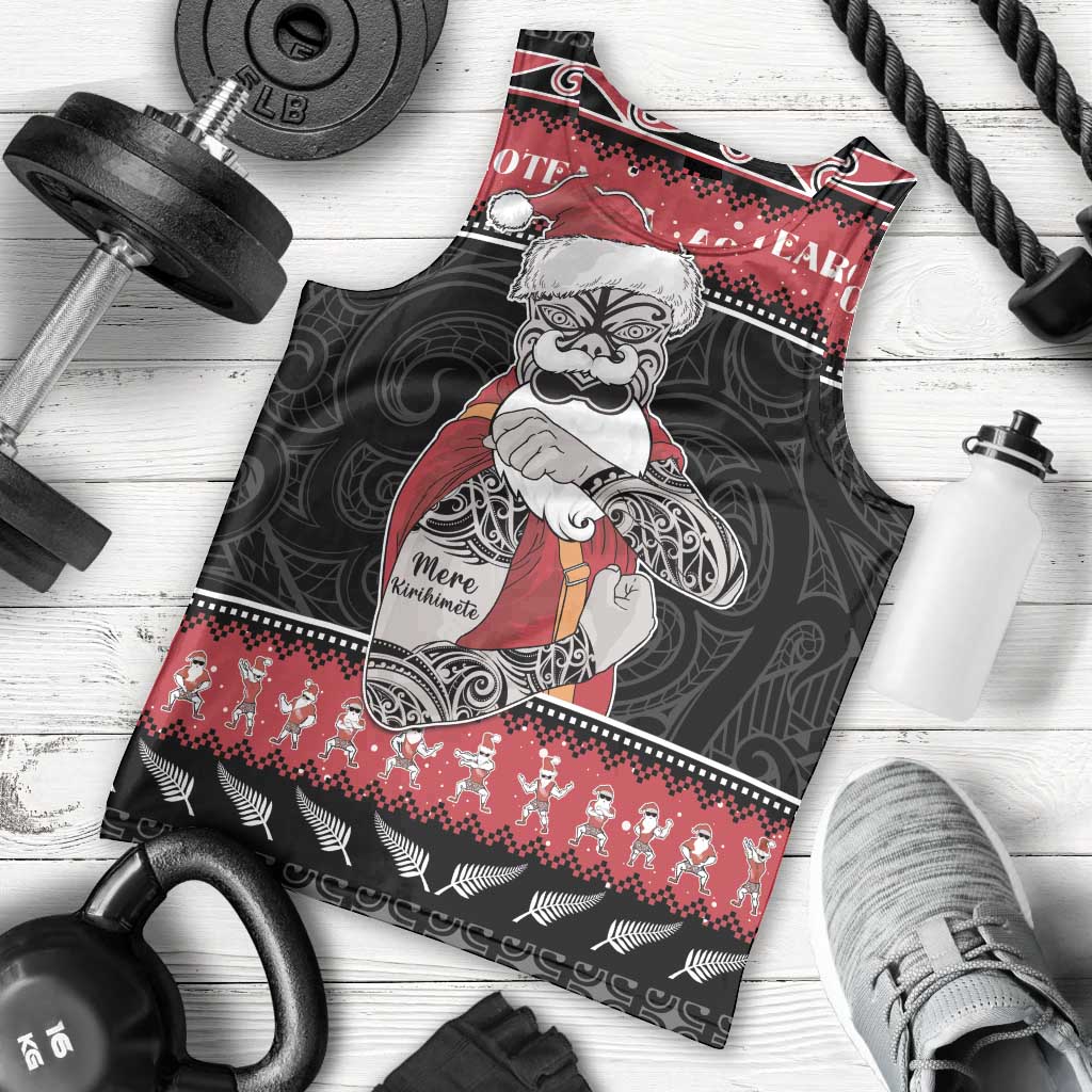 New Zealand Santa Tiki Christmas Men Tank Top Meri Kirihimete LT05 - Vibe Hoodie Shop