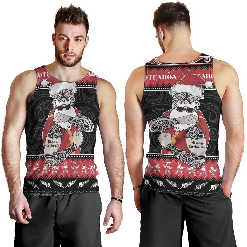 New Zealand Santa Tiki Christmas Men Tank Top Meri Kirihimete LT05 - Vibe Hoodie Shop