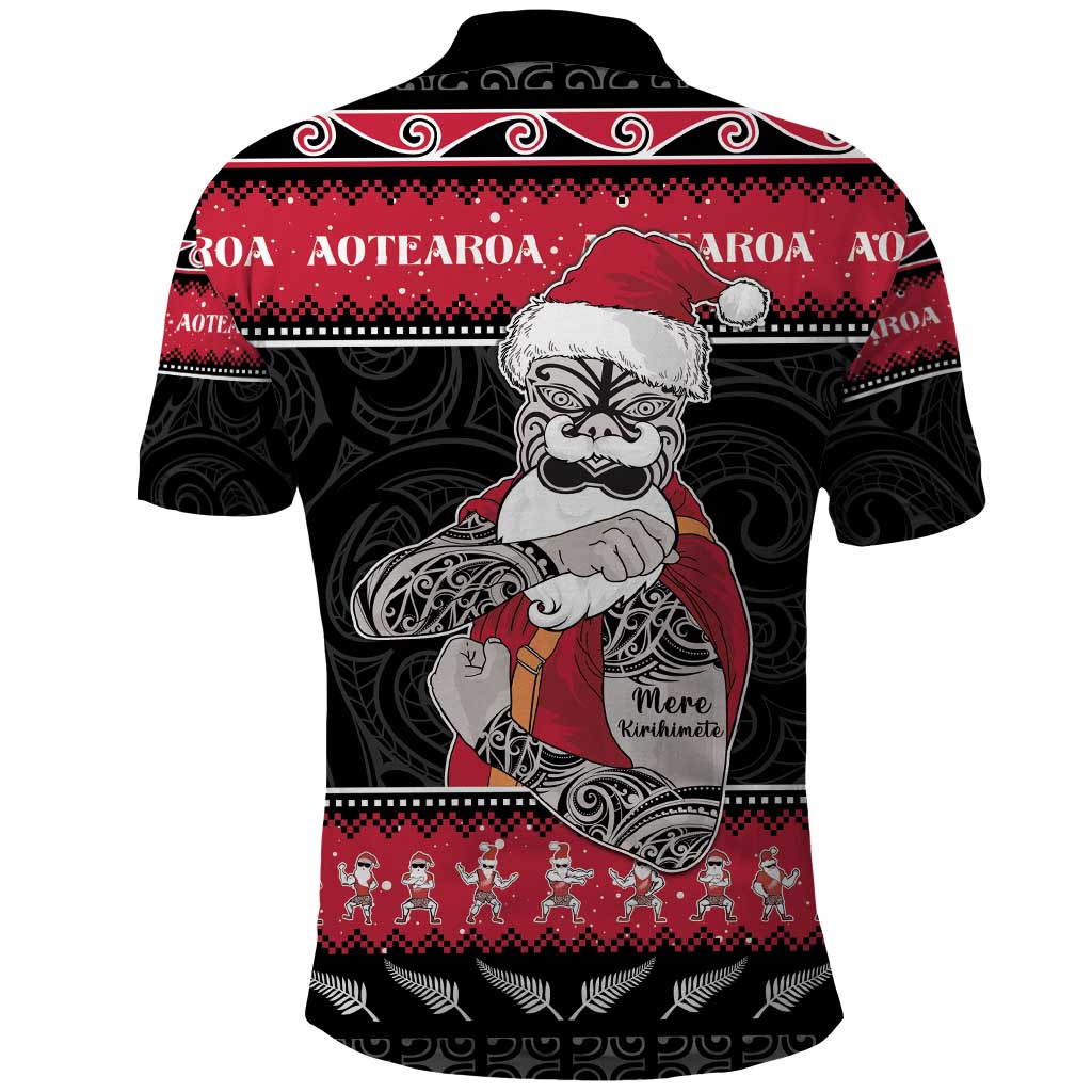 New Zealand Santa Tiki Christmas Polo Shirt Meri Kirihimete LT05 - Vibe Hoodie Shop
