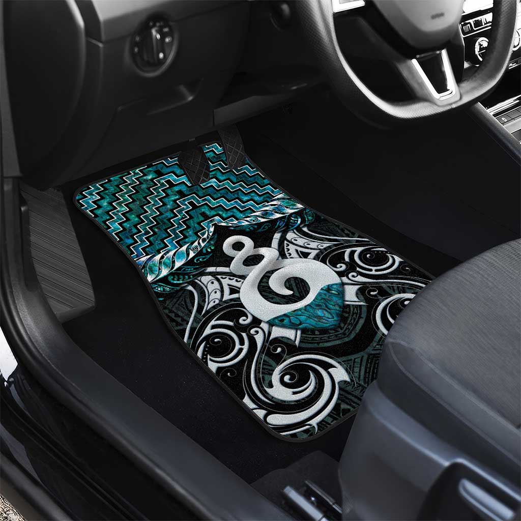 New Zealand Maori Car Mats Poutama Pikorua Turquoise Paua Shell