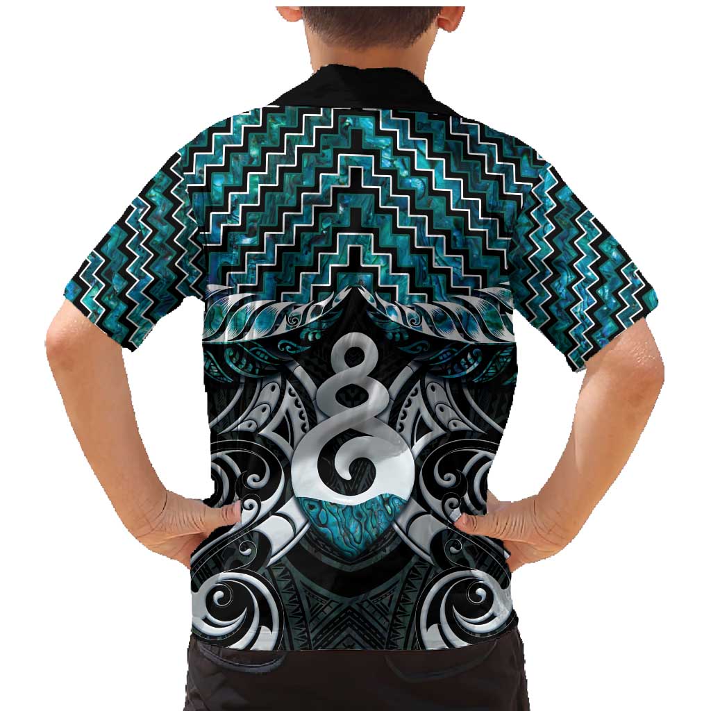 New Zealand Maori Family Matching Mermaid Dress and Hawaiian Shirt Poutama Pikorua Turquoise Paua Shell