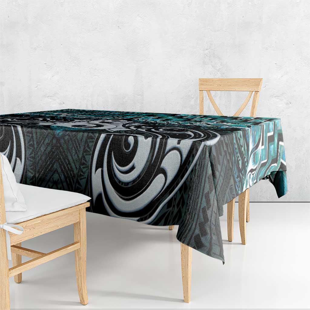 New Zealand Maori Tablecloth Poutama Pikorua Turquoise Paua Shell