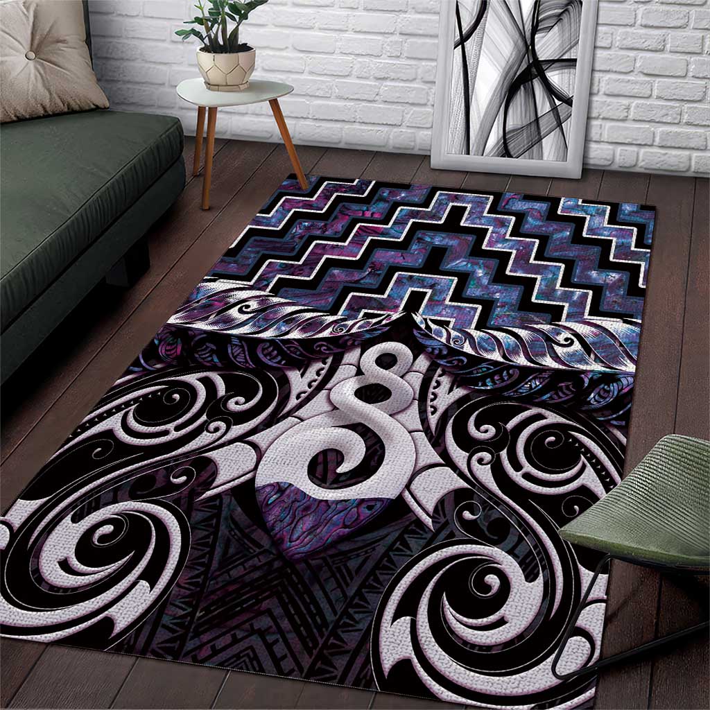 New Zealand Maori Area Rug Poutama Pikorua Purple Paua Shell LT05 - Vibe Hoodie Shop