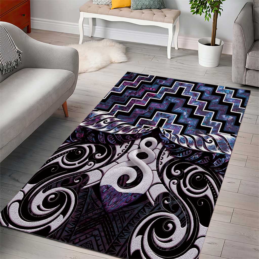 New Zealand Maori Area Rug Poutama Pikorua Purple Paua Shell LT05 - Vibe Hoodie Shop