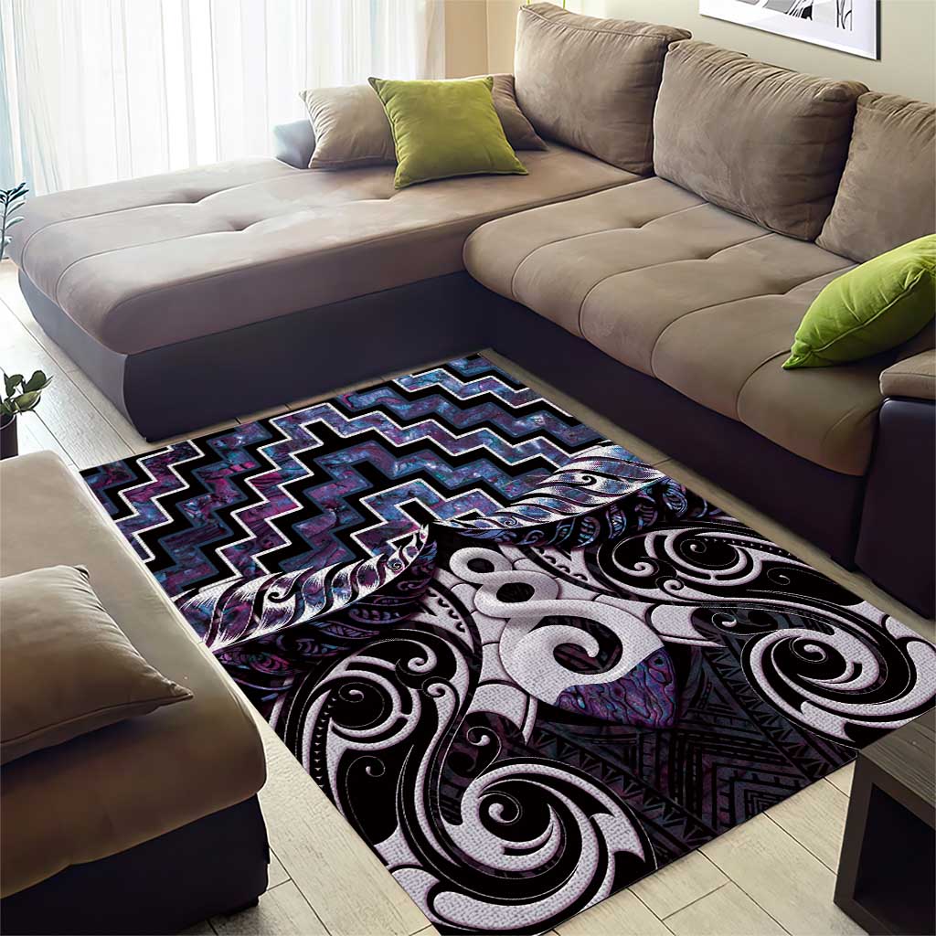 New Zealand Maori Area Rug Poutama Pikorua Purple Paua Shell LT05 - Vibe Hoodie Shop