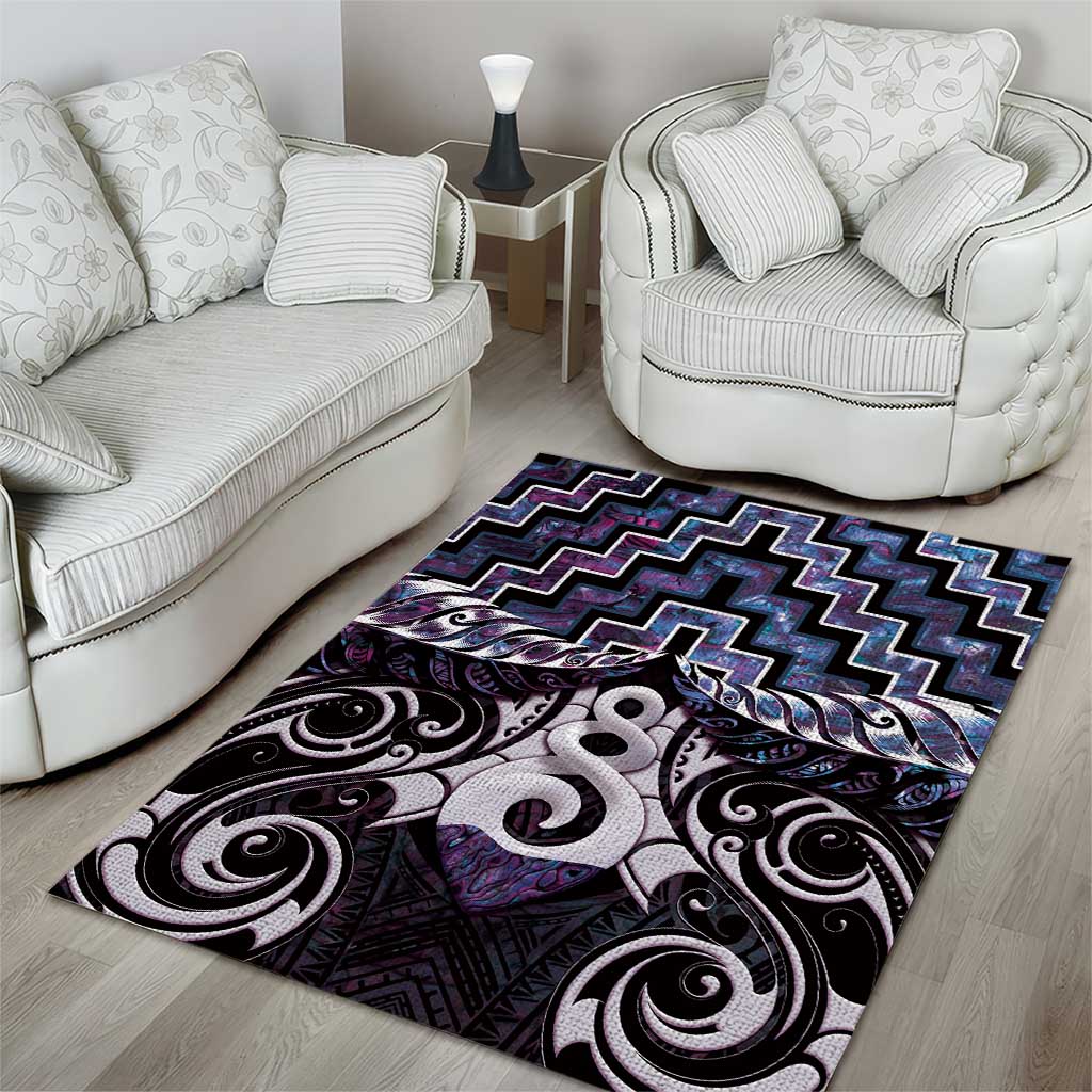 New Zealand Maori Area Rug Poutama Pikorua Purple Paua Shell LT05 - Vibe Hoodie Shop