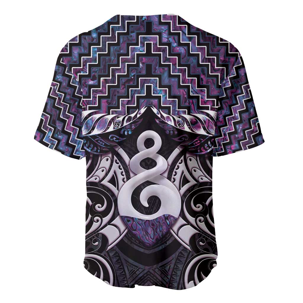 New Zealand Maori Baseball Jersey Poutama Pikorua Purple Paua Shell LT05 - Vibe Hoodie Shop