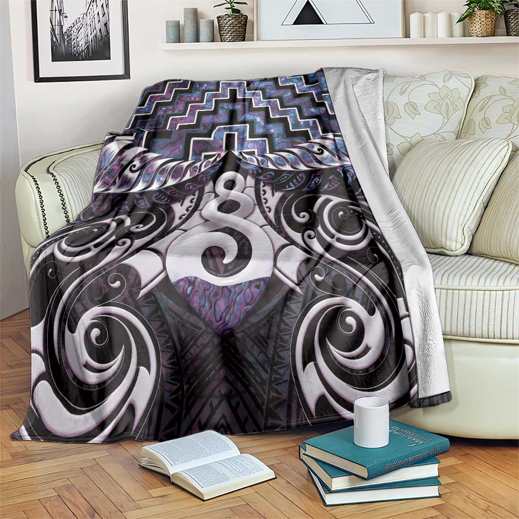 New Zealand Maori Blanket Poutama Pikorua Purple Paua Shell LT05 - Vibe Hoodie Shop